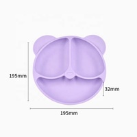Assiette à dîner en forme d'ours en silicone pour bébé, assiette antidérapante en silicone avec ventouse pour bébé, vente en gros