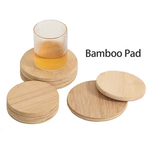 Posavasos redondo de bambú personalizado, portavasos antiquemaduras, portavelas, venta al por mayor