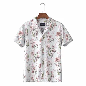 مجموعة جديدة من قميص هاواي المطبوع في 100% من قماش البوبلين الفيسكوز مع حد أدنى منخفض لكمية الطلب والتسليم السريع قميص رجالي غير رسمي