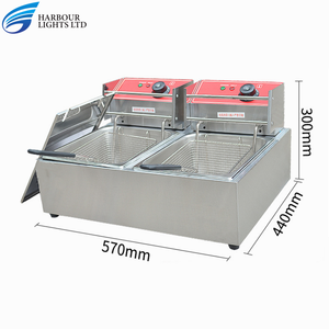 商業用電気2タンク2バスケットフライヤー工業用フライヤーポテトチップスフライパンスナックショップ用 - Product Image 2