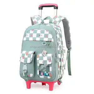 Pull rod backpack for girls from elementary school to high school, new children's large capacity and high appearance backpack