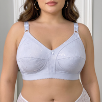 Soutien-gorge grande taille en coton jacquard sans armatures, couvrant le dos, lissant les côtés, anti-affaissement, avec bande élastique large et haute élasticité, prêt à être expédié