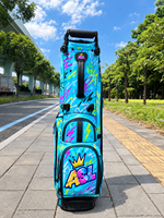 Sac de golf pliable ASL en cuir PU durable avec fermeture éclair, fermeture magnétique, motif gaufré, plusieurs poches, logo personnalisé