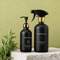 Bouteilles pulvérisatrices et à gâchette en verre noir mat de haute qualité 250ml 350ml 500ml, flacons cosmétiques 28/410, flacons de spray d'ambiance de luxe 500ml
