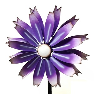 Ornements de jardin en métal cinétique double RSF, fleurs colorées, 35 éoliennes à vent, diamètre 38 cm, modèle facile à installer # 53 Décorations de patio et de jardin - Product Image 4