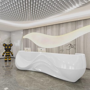 Bàn tiếp tân chuyển đổi bằng gỗ màu hồng cho trung tâm mua sắm ngoài trời nhà Thanh khách sạn phòng tập thể dục Trường Học-đồ nội thất thương mại Đương Đại - Product Image 2