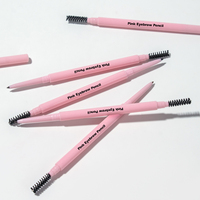 Crayon à sourcils rose ultra-fin à pointe souple, logo personnalisé, 2 en 1, longue tenue, crayon à sourcils fin de précision