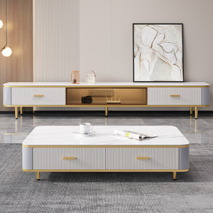 Ensemble meuble TV <span class=keywords><strong>et</strong></span> <span class=keywords><strong>table</strong></span> <span class=keywords><strong>basse</strong></span> de luxe italien bon marché populaire nouveau design <span class=keywords><strong>table</strong></span> <span class=keywords><strong>basse</strong></span> <span class=keywords><strong>et</strong></span> meuble TV en marbre de haute qualité - Product Image 3