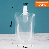 Pochettes souples transparentes de 100 ml à 500 ml avec bec verseur, imprimées en héliogravure, pour jus et boissons
