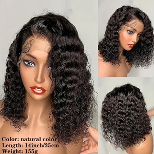 Perruque courte <span class=keywords><strong>bob</strong></span> en cheveux naturels, double densité, ondulée, avec dentelle frontale, pour le commerce international - Product Image 3