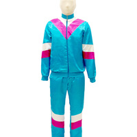 Ensemble de survêtement coupe-vent unisexe style années 80 en polyester, color block, vintage, pour scène de danse, costume de Mardi Gras - Costume de l'Est