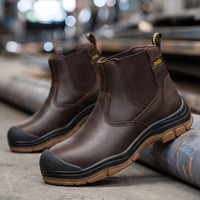 Bottes de travail Chelsea en cuir véritable de haute qualité L617-2, chaussures de sécurité à embout d'acier, résistantes à l'huile et aux acides
