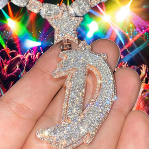 จี้เพชรโมอิสซาไนต์ VVS หรูหรา สไตล์ฮิปฮอป สองสี ตัวอักษรย่อ ชุบทองคำขาว เงินแท้ รับรองโดย GRA สำหรับทุกเพศ สามารถสั่งทำได้ - Product Image 2