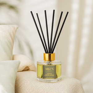 Aikun Low MOQ Ecommerce Seller Custom Scent Long Lasting 100ml Round Glass <b>Reed</b> <b>Diffuser</b> with Sticker Label Green Box <b>For</b> Decor - Product Image 2