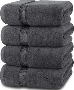 ชุดผ้าขนหนูอาบน้ำไมโครไฟเบอร์4ชิ้น7x54นิ้วผ้าเช็ดตัวผ้าฝ้ายปั่น100% น้ำหนักเบาและดูดซับได้ดีเยี่ยม