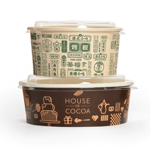 Bol à salade <span class=keywords><strong>Poke</strong></span> jetable de 750 ml, 140 cal, à double paroi, recyclable, en papier kraft, imperméable, avec impression personnalisée du logo - Product Image 4