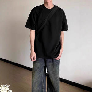 Summer Heavyweight Space Cotton Solid Color Short Sleeveless <b>Beaded</b> Cleanfit <b>Loose</b> Neck Male Korean Style Trendy T-Shirt - Product Image 4