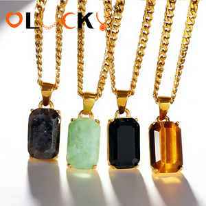 Производитель ювелирных изделий LUCKYJIU: Водонепроницаемое ожерелье из нержавеющей стали 316L с PVD-покрытием 18-каратным золотом, с камнями тигрового глаза и черного обсидиана - Product Image 2