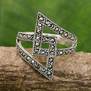Fabricant Design unique Zircon cubique noir <span class=keywords><strong>Bague</strong></span> en <span class=keywords><strong>marcassite</strong></span> d'inspiration égyptienne vintage en <span class=keywords><strong>argent</strong></span> ancien personnalisée - Product Image 5