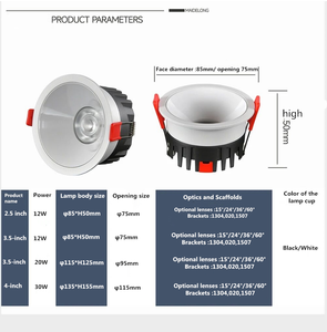 Foco de Techo Interior, Lámpara de Techo 12W/20W/30W AC220V (±10%) Antideslumbrante CRI98 COB, Luces de Techo para Sala de Estar, Hogar y Oficina - Product Image 6