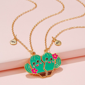 2 unids/set joyería magnética Cactus Puzzle atraer COLLAR COLGANTE para el mejor amigo atraer cada encanto BFF Collar para niños - Product Image 1