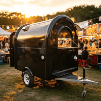 Chariot de restauration rapide mobile rond personnalisé, remorque alimentaire simplifiée, kiosque à café vintage avec évier en aluminium et acier inoxydable