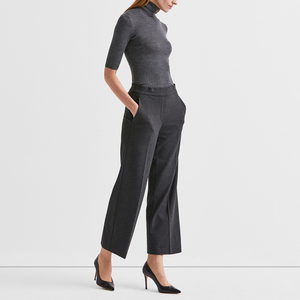 GUOOU Design <strong>Turtle</strong> <strong>Neck</strong> Knitted <strong>Top</strong> Ribbed Women Wool Cashmere Jumper Short Sleeve Turtleneck Sweaters - Product Image 2