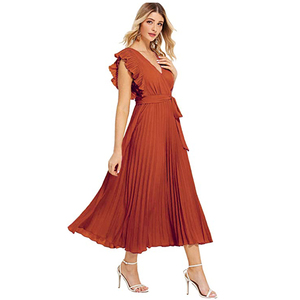 MANNI Abito Americano a Righe con Volant e Gonna Svasata Stile Bohémien Vestiti Estivi Casual per Donne - Product Image 3