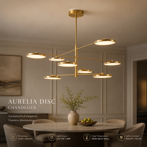 Modern <b>LED</b> Disc Chandelier Brushed Metal Multi Arm Pendant <b>Light</b> Acrylic <b>Diffuser</b> Dining Room Ceiling Lamp OEM ODM - Product Image 1
