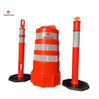 ROADSAFE 100cm Baril de signalisation routière en PE réfléchissant, barrière de sécurité routière, tambour de signalisation, contrôleur de circulation