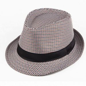 Sombrero Fedora Trilby de algodón con rayas y cuadros ingleses para hombre, color gris claro, talla L/XL, 58 cm - Product Image 2