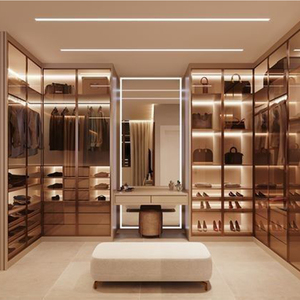 Customized 5 X 3 Meters Melamine Cabinets with Dressing Furniture <strong>Inserts</strong> Modern Style Closet Organizers <strong>Wardrobe</strong> - Product Image 1