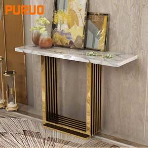 Consolle in acciaio inossidabile in stile <span class=keywords><strong>barocco</strong></span> <span class=keywords><strong>tavolo</strong></span> quadrato dorato mobili lunghi per soggiorno - Product Image 3