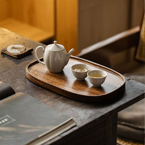 Guanlan Walnut Wood Oval <b>Tea</b> <b>Tray</b> For Kung Fu <b>Tea</b> Set Home Use Retro Style Dry Brewing <b>Tray</b> - Product Image 2