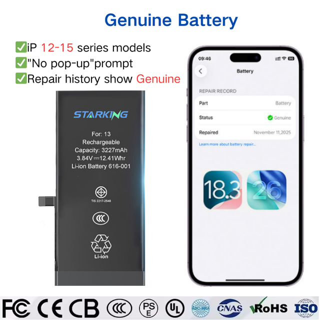 Xinghuang OEM New 0 Cycle IOS26.2 Diagnostic Genuine Phone Battery for Genuine iPhone Battery for iPhone 12-15ProMax Battery