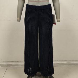 Pantalones de Punto Largos de Alta Calidad para Mujer, Diseño Personalizado OEM y ODM de Menton, con Borde Grueso en la Parte Inferior - Product Image 3