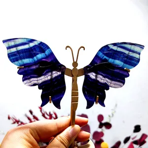 Natural Crystal Wings with Different Themes Dragon Angel Demon Bat Butterfly Metal Stand for Crystal Crafts