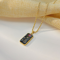 Collier de conception de fleur de mode collier de carte de tarot de fleur d'émail d'acier inoxydable