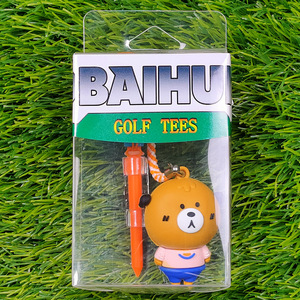 Tee-shirt de golf en plastique de 83mm avec motif de dessin animé 3D et corde anti-perte Logo personnalisé porte-balle en boîte cadeau - Product Image 4