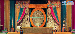 Élégant Sangeet Stage Paisley Decor & Swing Gujarati Garba Night Stage avec Swing Marvelous Wedding Sangeet Stage Decoration USA - Product Image 4