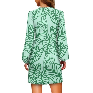 Hawaïen Kalo feuille motif concepteur cravate robe en gros confortable fête Banquet Club robe de <span class=keywords><strong>soirée</strong></span> à manches longues <span class=keywords><strong>tenue</strong></span> 2024 - Product Image 3