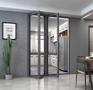 Pieghevole porte in vetro con telaio in alluminio e vetro antivento Bifold <span class=keywords><strong>per</strong></span> soggiorno Villa scuola superficie finita - Product Image 2