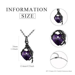 Collana con Teschio in Acciaio Inox Placcato Argento, Pendente a Forma di Cuore con Zircone Sintetico, Stile <span class=keywords><strong>Gotico</strong></span> Punk, Regalo di Natale per Donne - Product Image 1