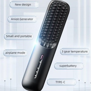 Portable Electric Hair Straightener Wireless Cordless Mini Hair Brush with Comb Battery Powered - Product Image 2