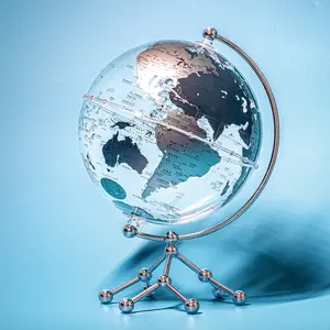 Wellfun Hot Sale Decorative Rotating Crystal Acrylic Terrestrial Globe Decorative Gift Souvenirs For Adults Mova Globe Earth