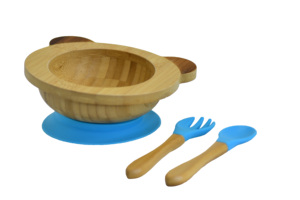 Ensemble de <span class=keywords><strong>vaisselle</strong></span> en bambou biodégradable en forme de Panda pour enfants, bol à aspiration en bois avec cuillère à aspiration en Silicone, fourchette - Product Image 5