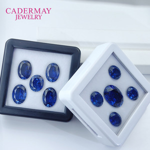 CADERMAY JEWELRY Royal Blue Cultured Sapphire Oval Loose Stone For Jewelry Making - Product Image 2
