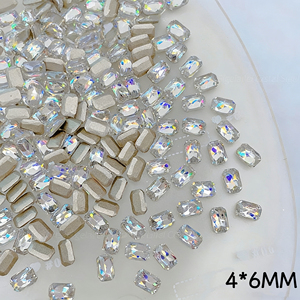 Venta al por Mayor de Diamantes de Imitación para Uñas, Color Blanco, Borde Invertido, Base Plana, Mini Zirconia, Accesorios para Uñas, 50 Piezas/bolsa - Product Image 6
