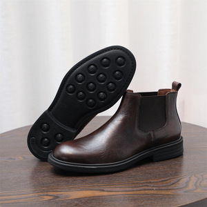 Bottines décontractées pour hommes pour hommes rétro vache en cuir véritable plate-forme épaisse marche <span class=keywords><strong>moto</strong></span> <span class=keywords><strong>botte</strong></span> chaussures habillées élégant Preppy - Product Image 4