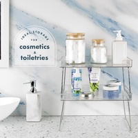 Plateau en acrylique transparent à double niveau, empilable et pliable, pour comptoirs de cuisine et de salle de bain - Organisateur multifonctionnel de grande capacité
